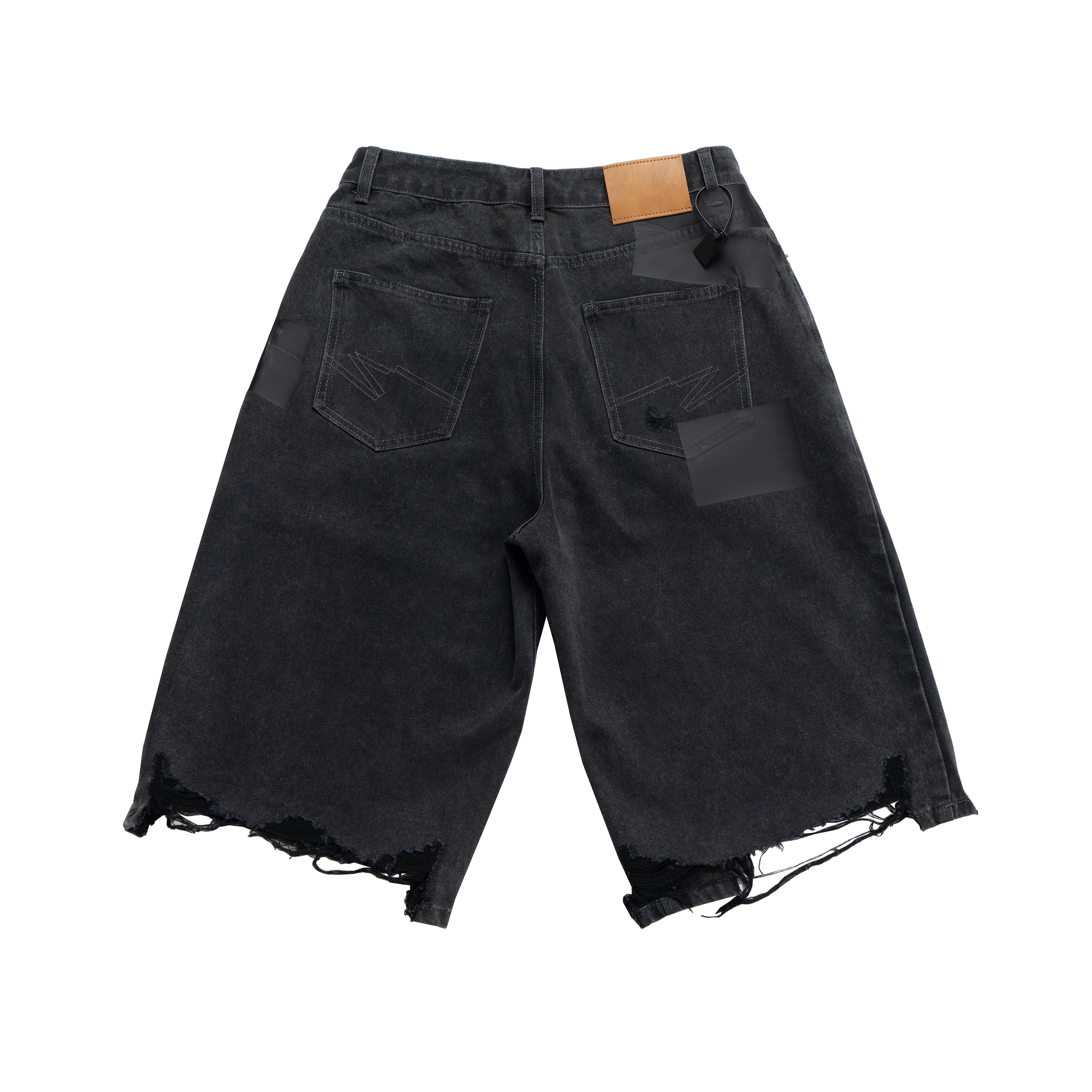 Black Ripped Denim Shorts