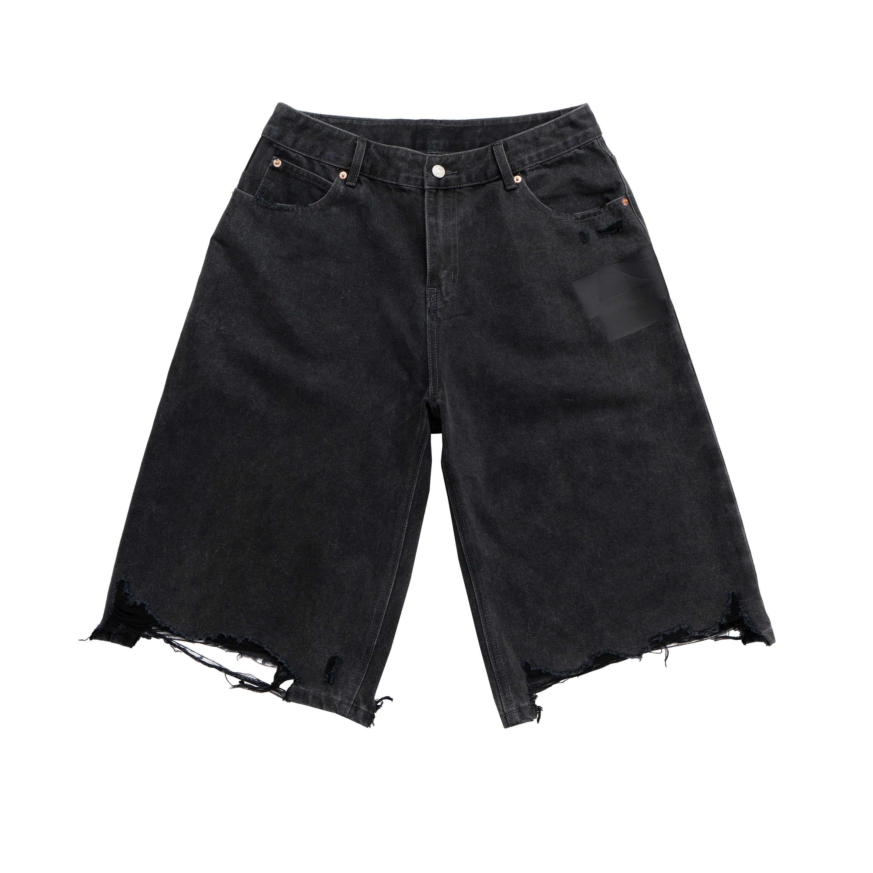 Black Ripped Denim Shorts