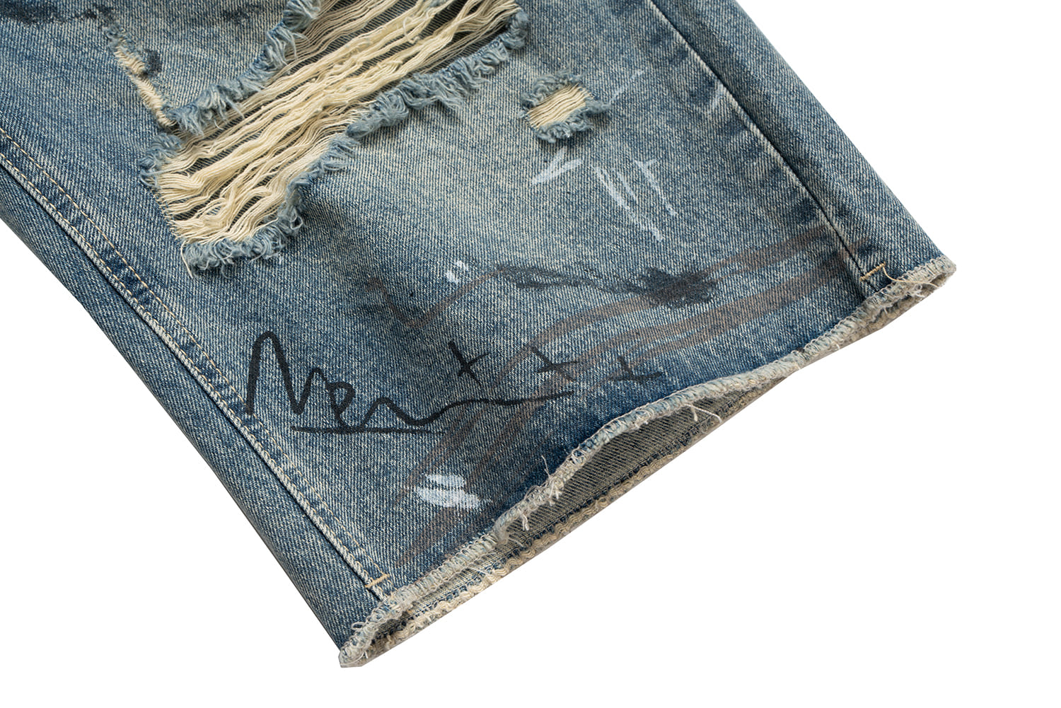 Graffiti Ripped Denim Shorts
