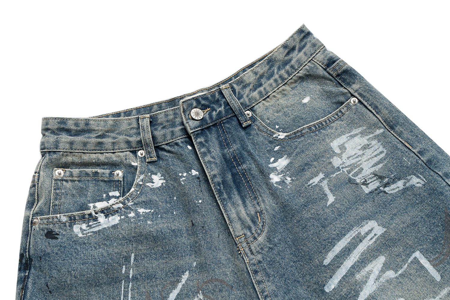 Graffiti Ripped Denim Shorts