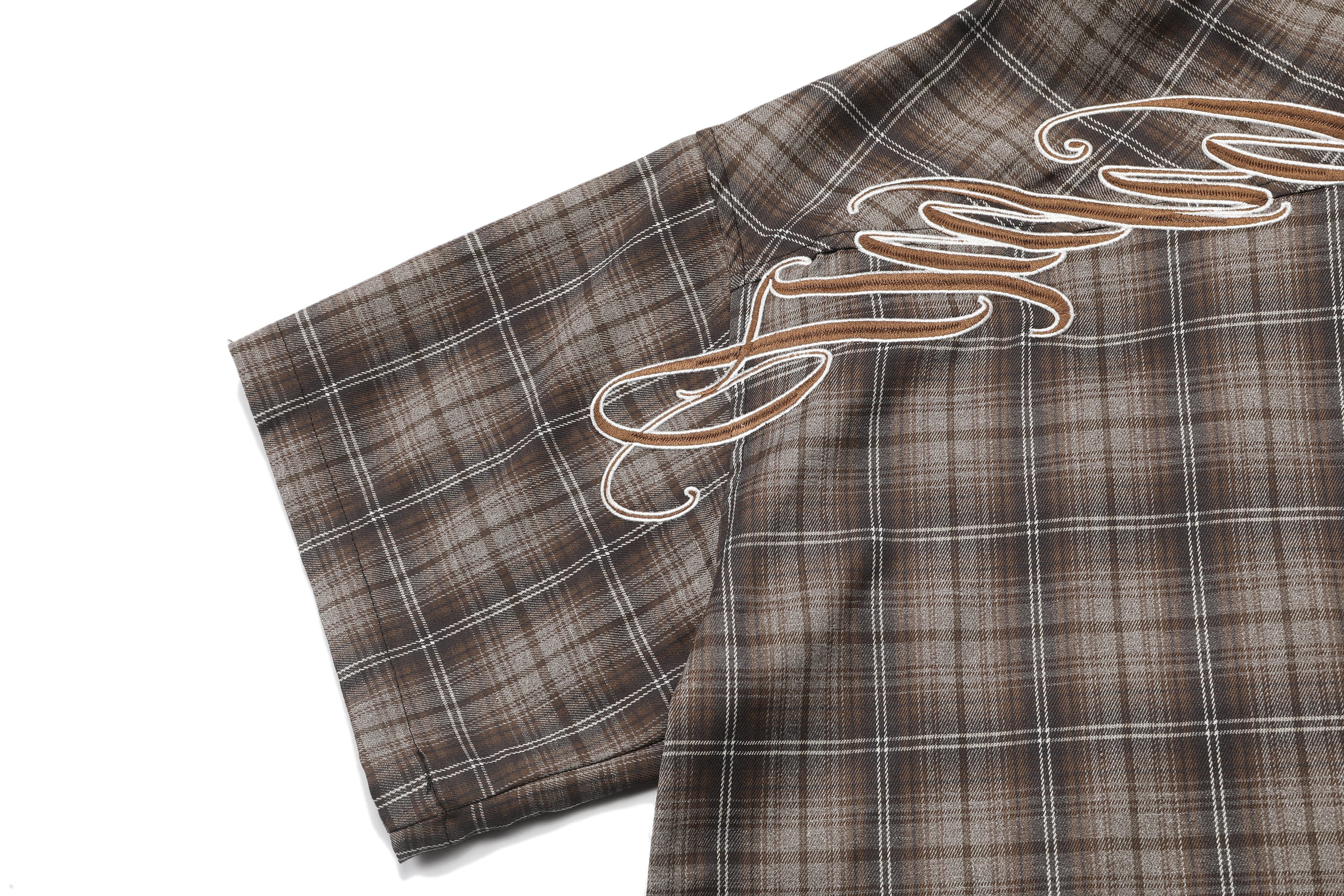 Brown Plaid Chicano Double Pocket Shirt
