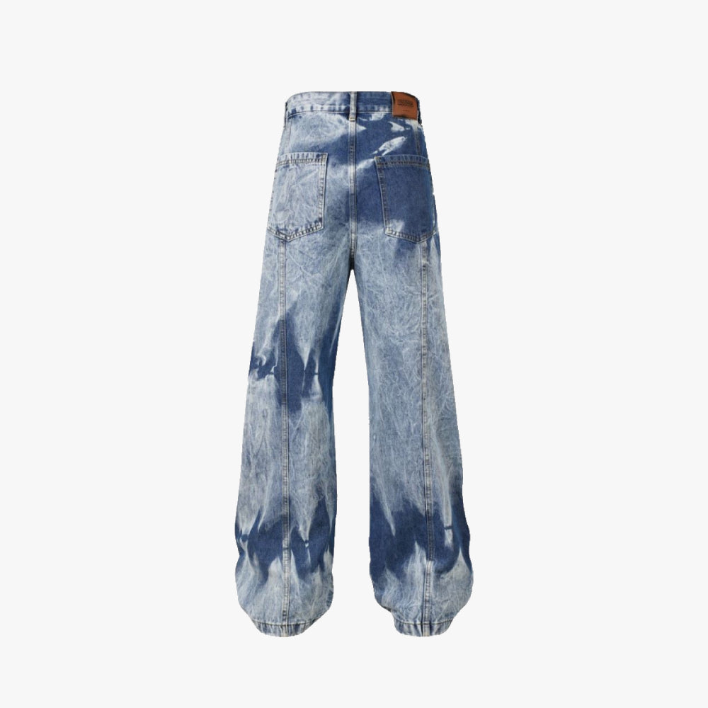 Washed Blue Multi Pockets Baggy Denim