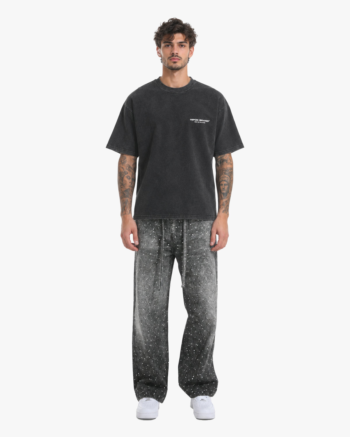 Crystal Wide Leg Jeans – Washed Black