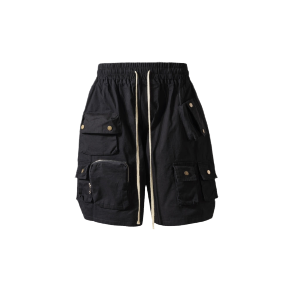 Black Multi Pockets Shorts