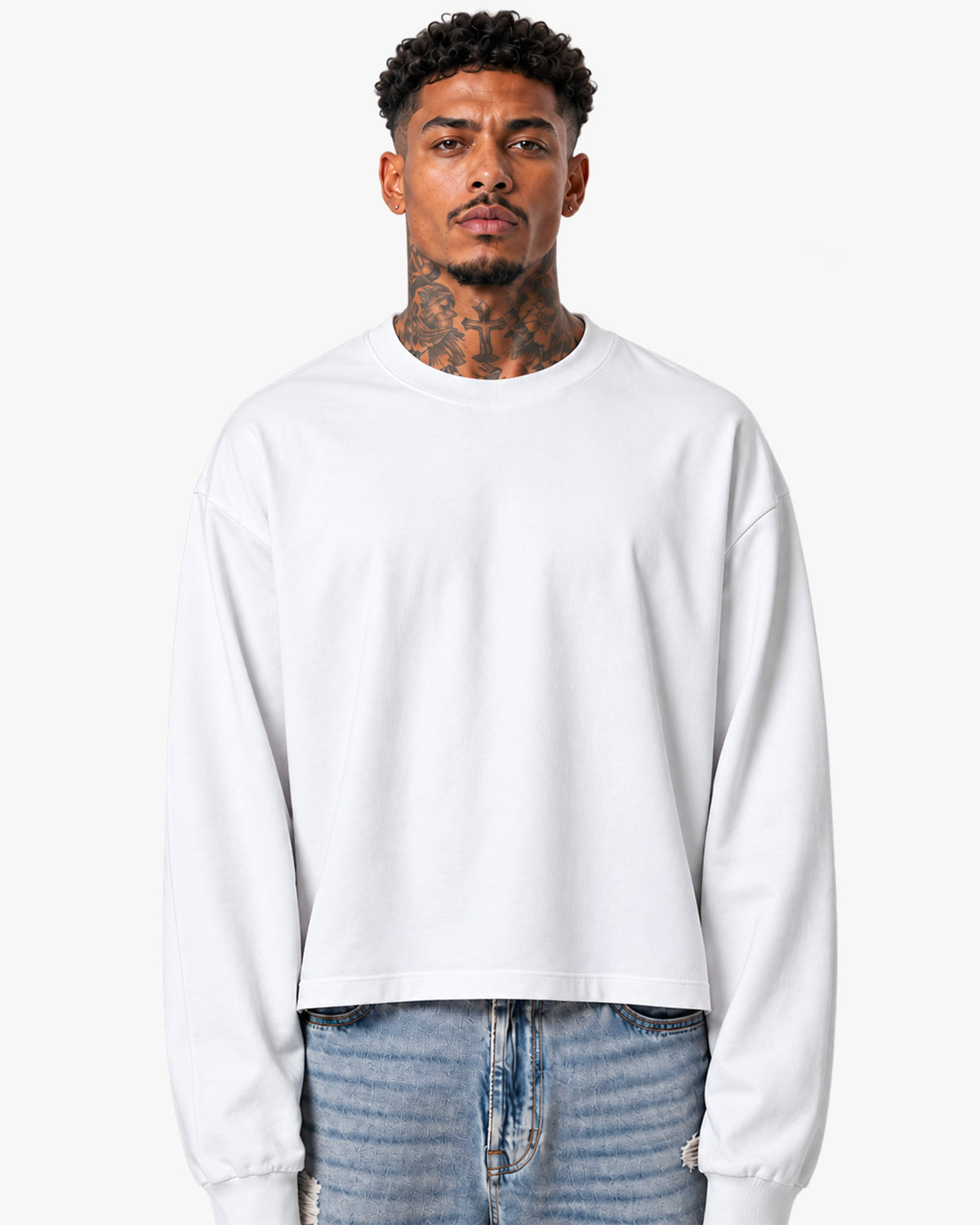 Essential Boxy Fit Long Sleeve Tee - White