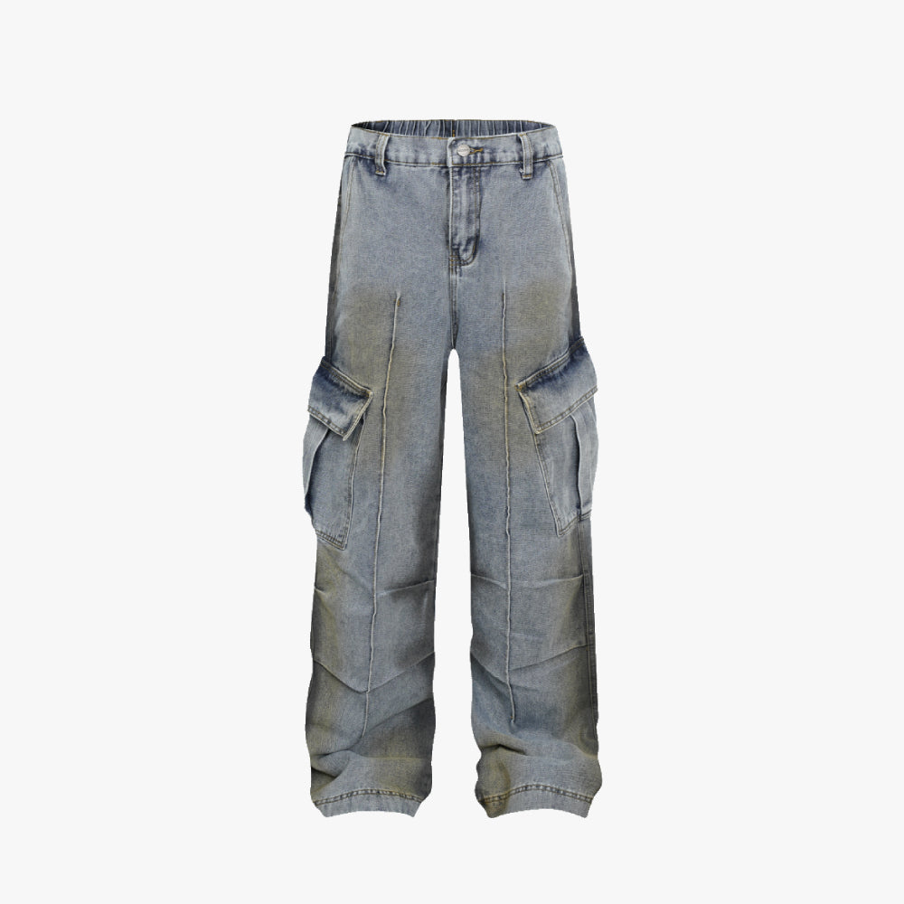 Washed Light Blue Cargo Pants