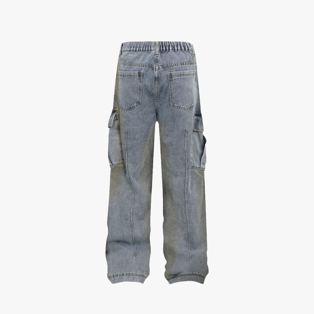 Washed Light Blue Cargo Pants