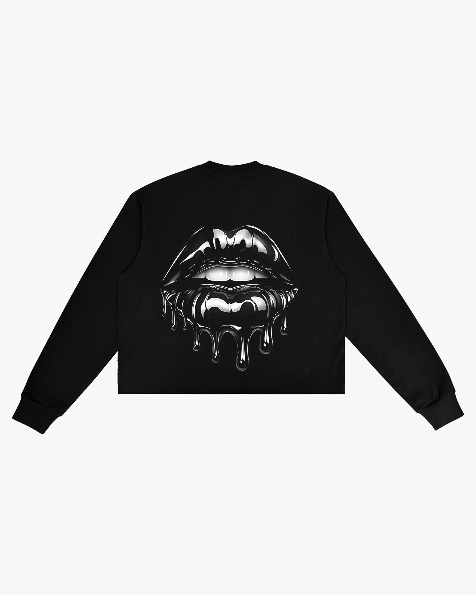 Midnight Kiss Boxy Fit Long Sleeve Tee - Black