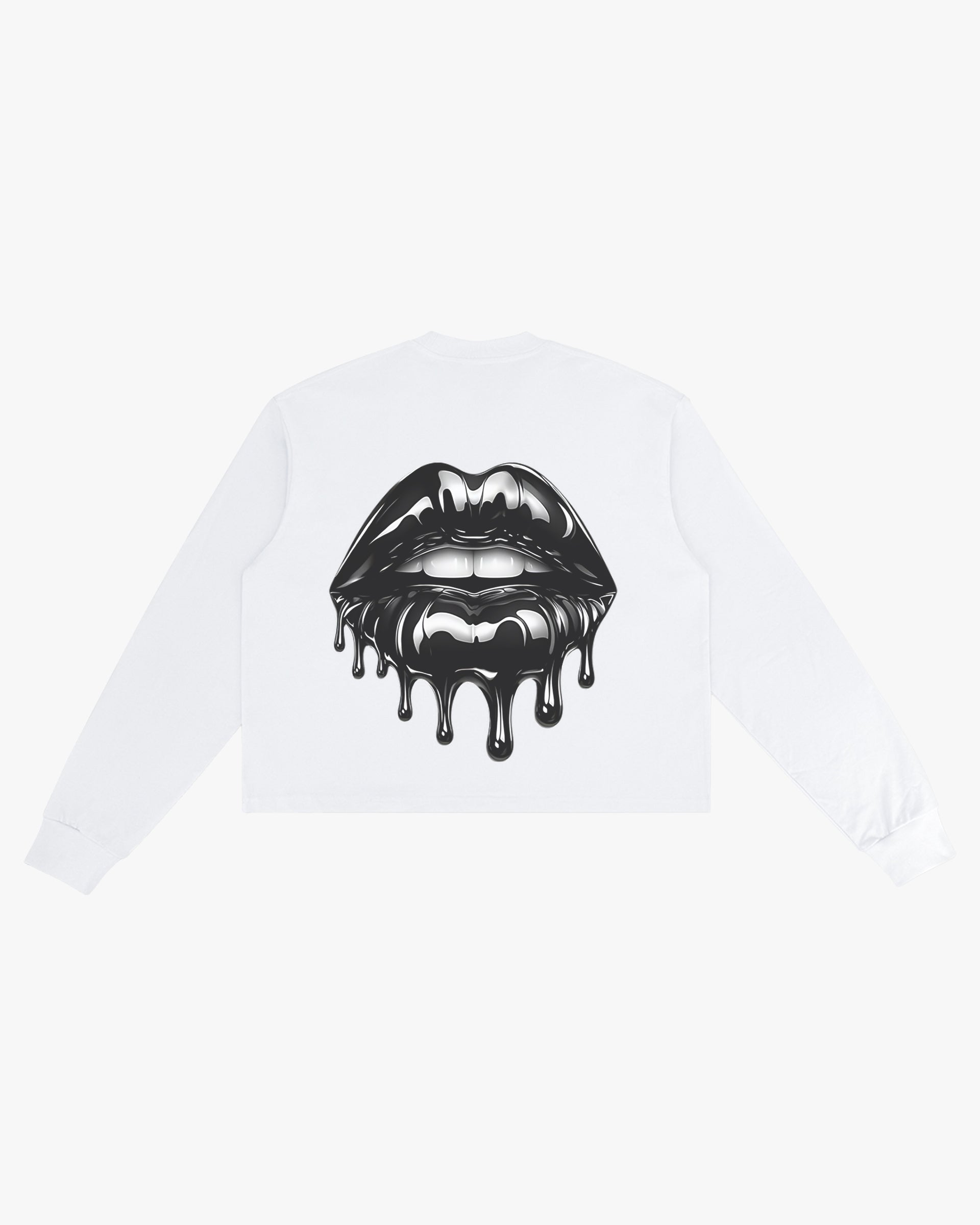 Midnight Kiss Boxy Fit Long Sleeve Tee - White
