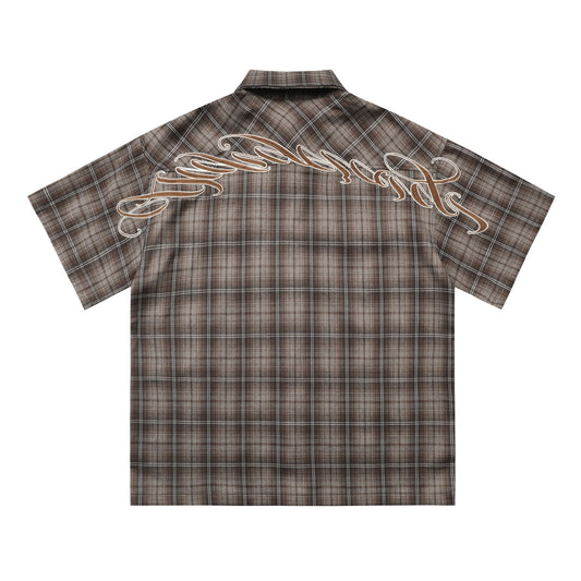 Brown Plaid Chicano Double Pocket Shirt - Hipok Brand