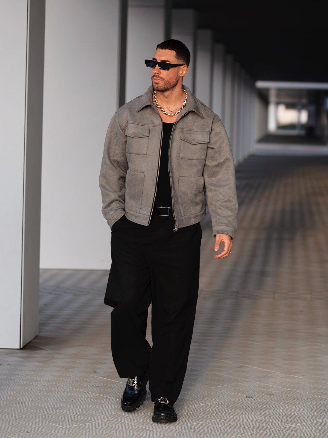 Grey Suede Jacket - Hipok Brand