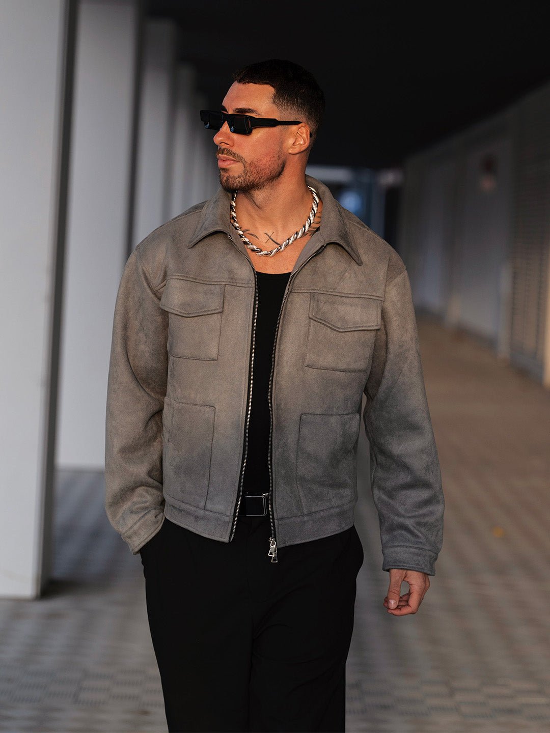 Grey Suede Jacket - Hipok Brand