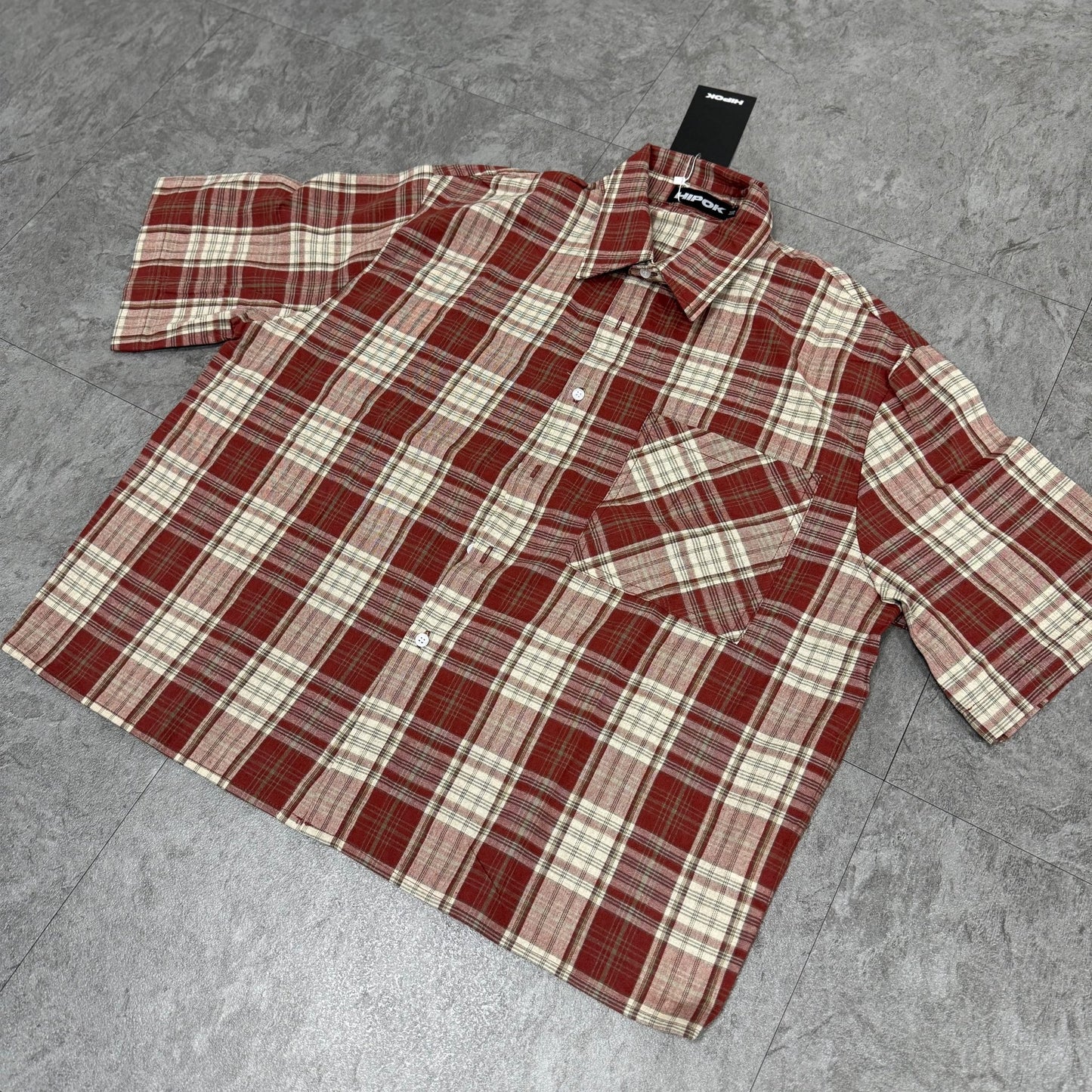 Red Boxy Fit Plaid Shirt - Hipok Brand
