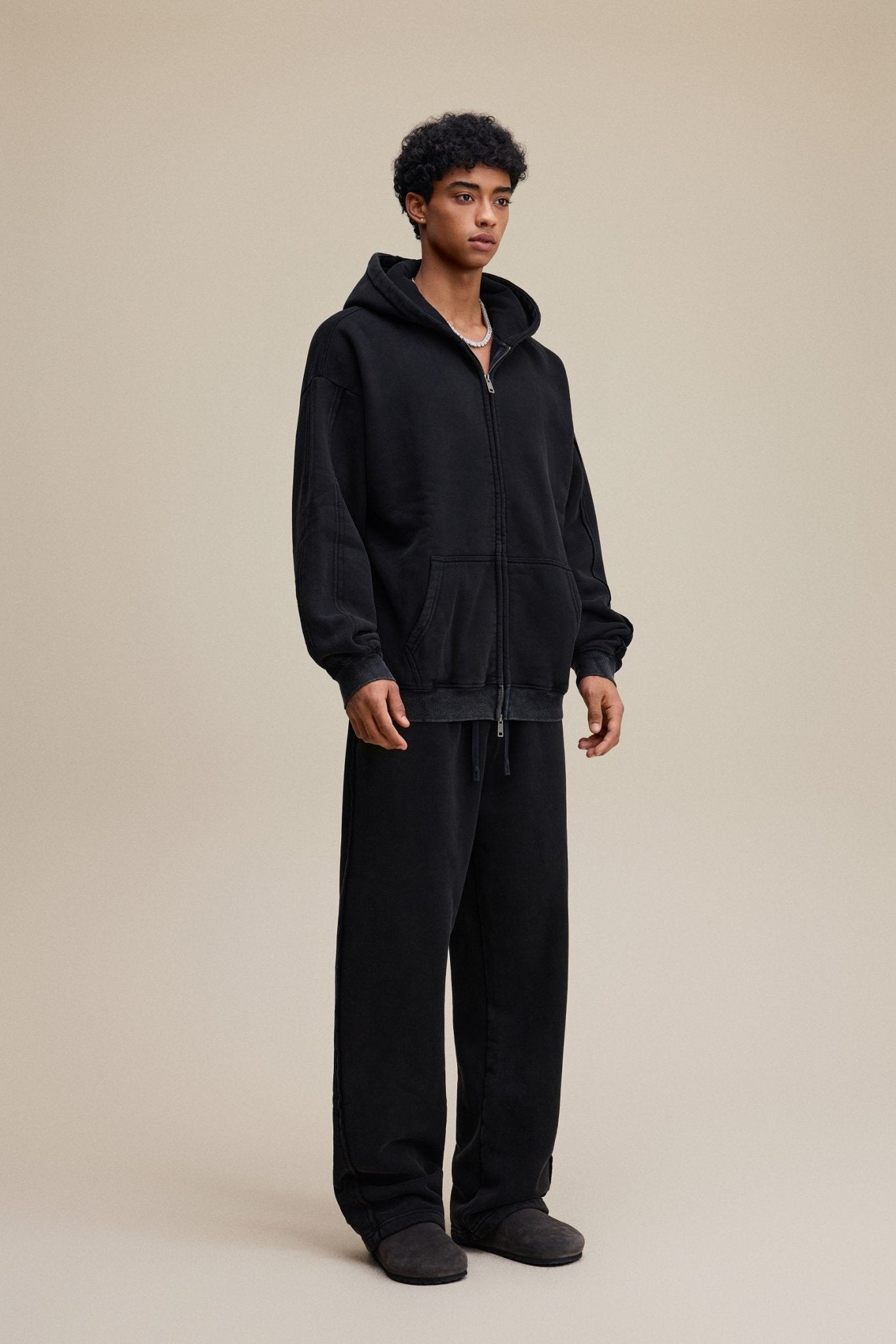Solid Black Zip Hoodie - Hipok Brand
