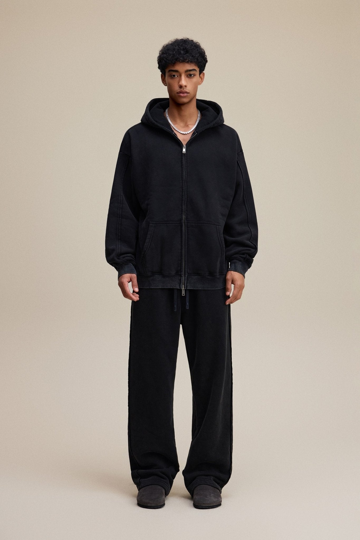 Solid Black Zip Hoodie - Hipok Brand