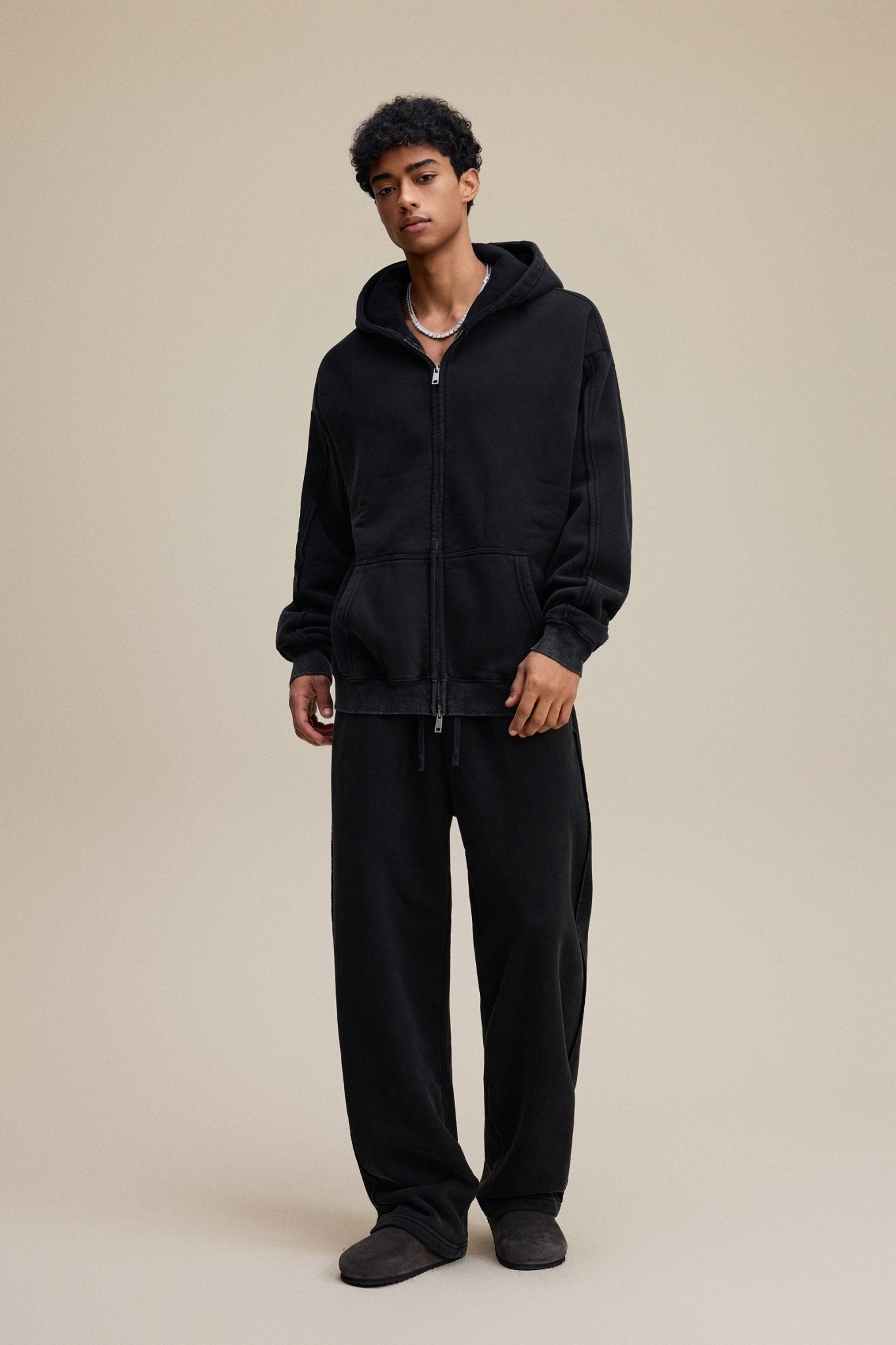 Solid Black Zip Hoodie - Hipok Brand
