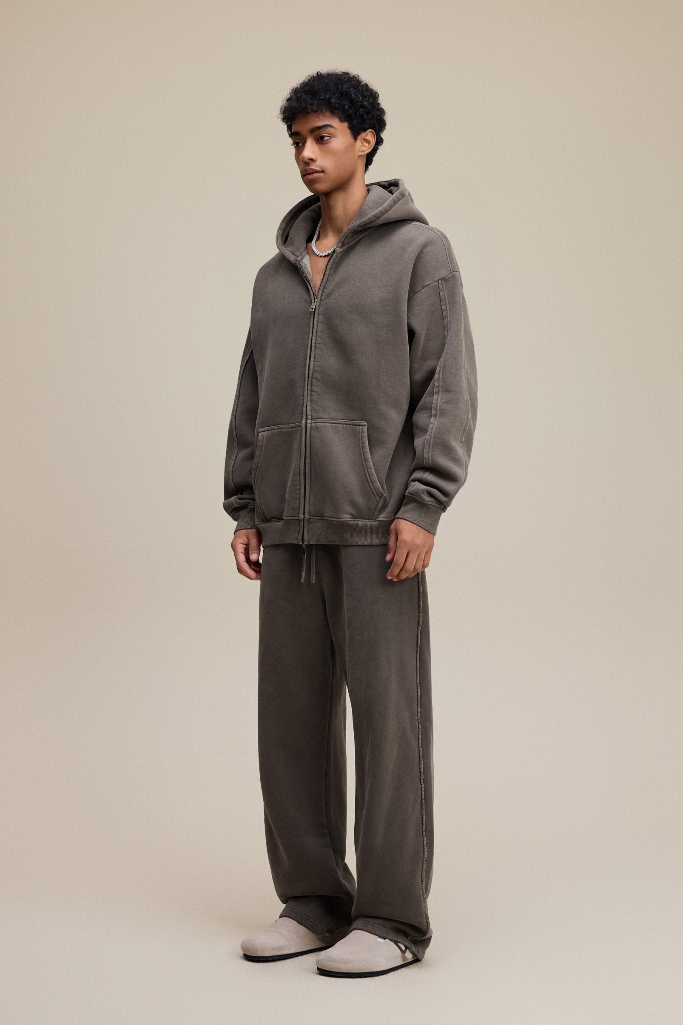 Solid Brown Zip Hoodie - Hipok Brand