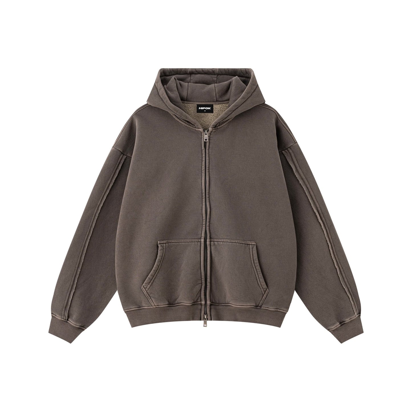 Solid Brown Zip Hoodie - Hipok Brand