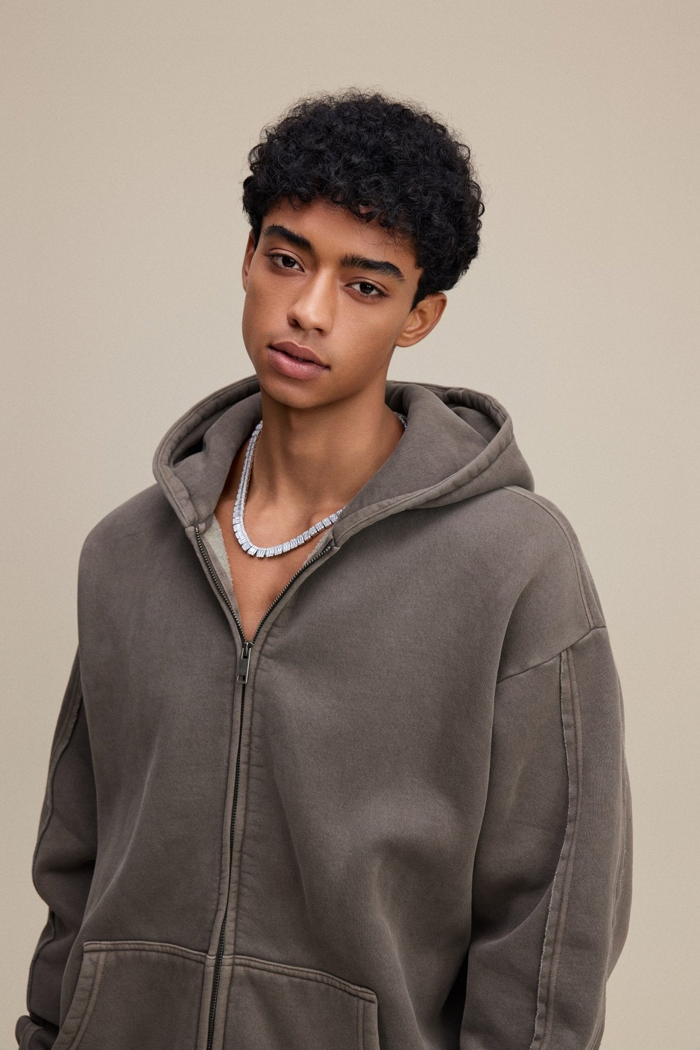 Solid Brown Zip Hoodie - Hipok Brand