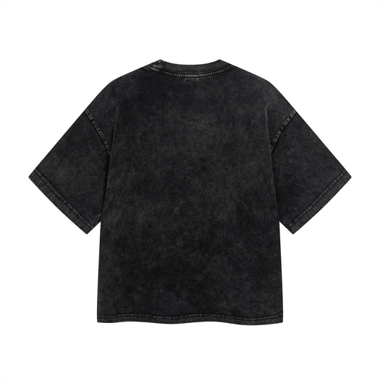 Washed Black Boxy Fit Basic T-Shirt - Hipok Brand