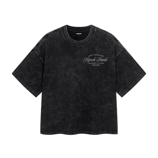 Washed Black Los Angeles Boxy Fit T-Shirt - Hipok Brand