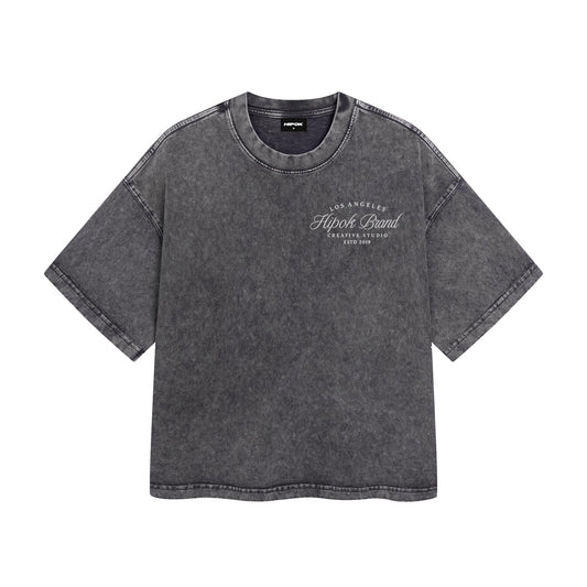 Washed Grey Los Angeles Boxy Fit T-Shirt - Hipok Brand