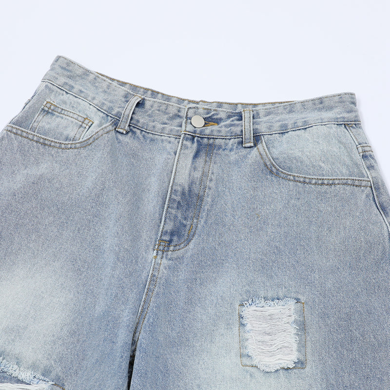 Light Blue Raw Edge Urban Shorts
