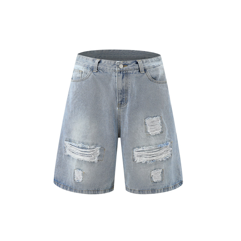 Light Blue Raw Edge Urban Shorts