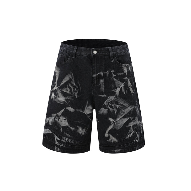 Washed Black Denim Shorts