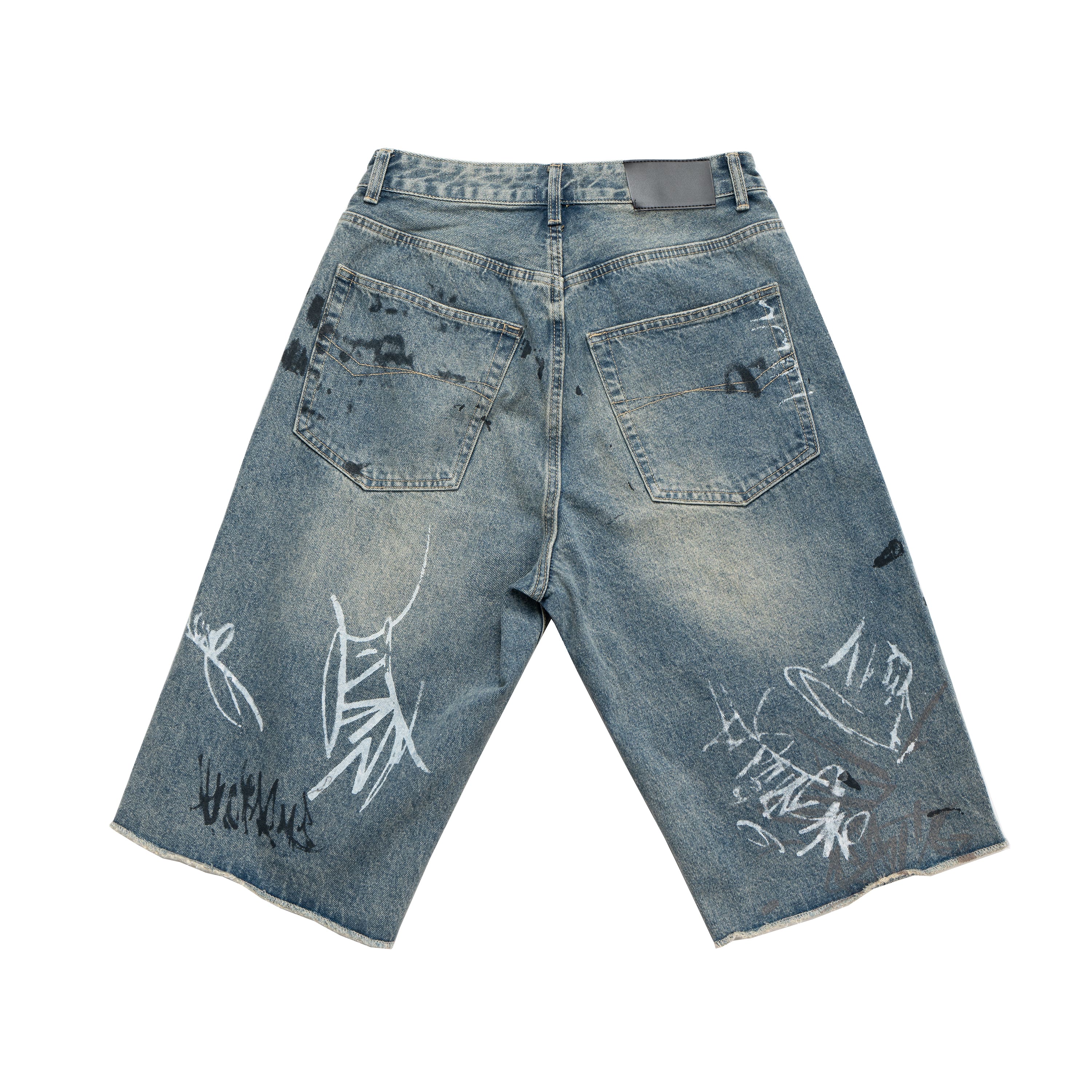Graffiti Ripped Denim Shorts