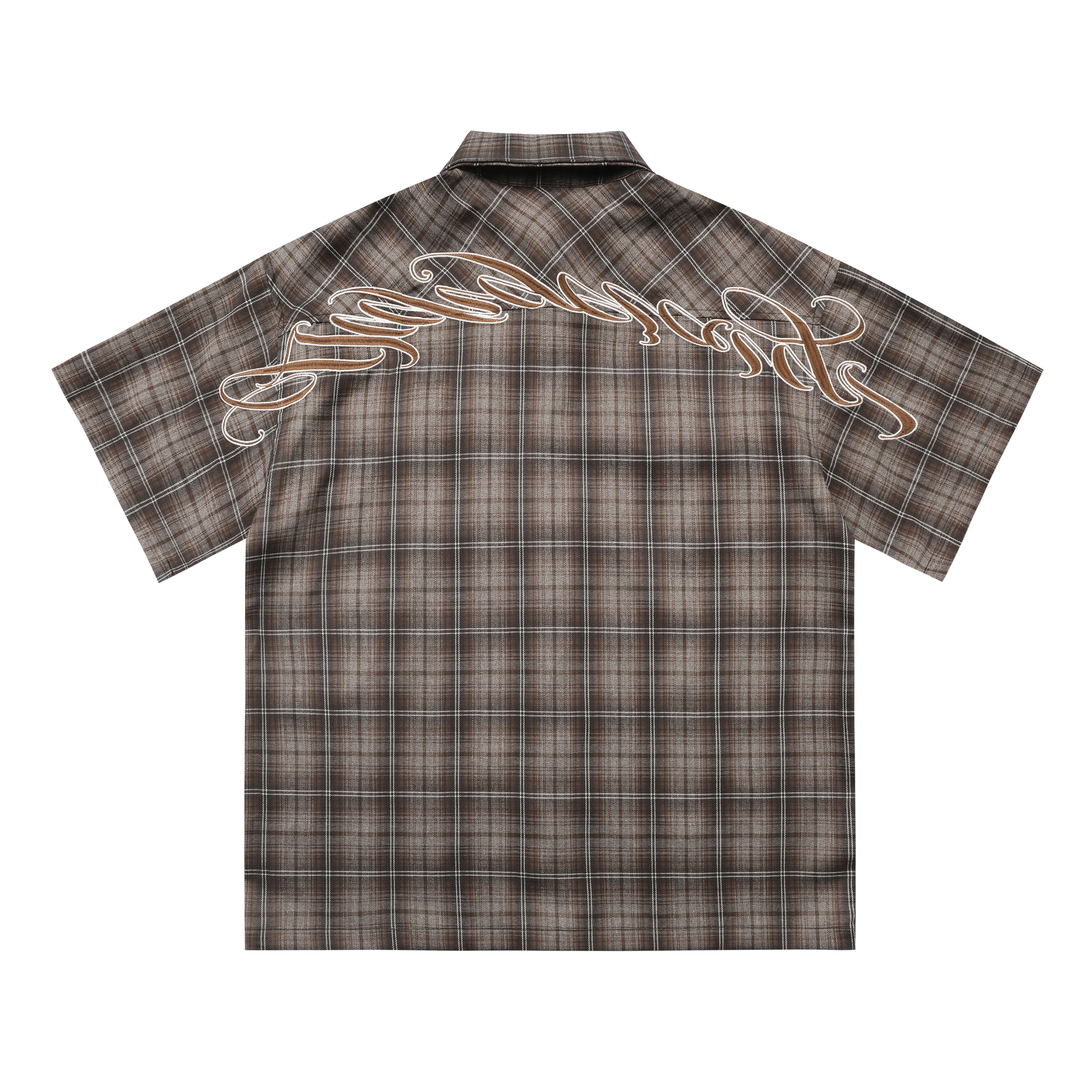 Brown Plaid Chicano Double Pocket Shirt