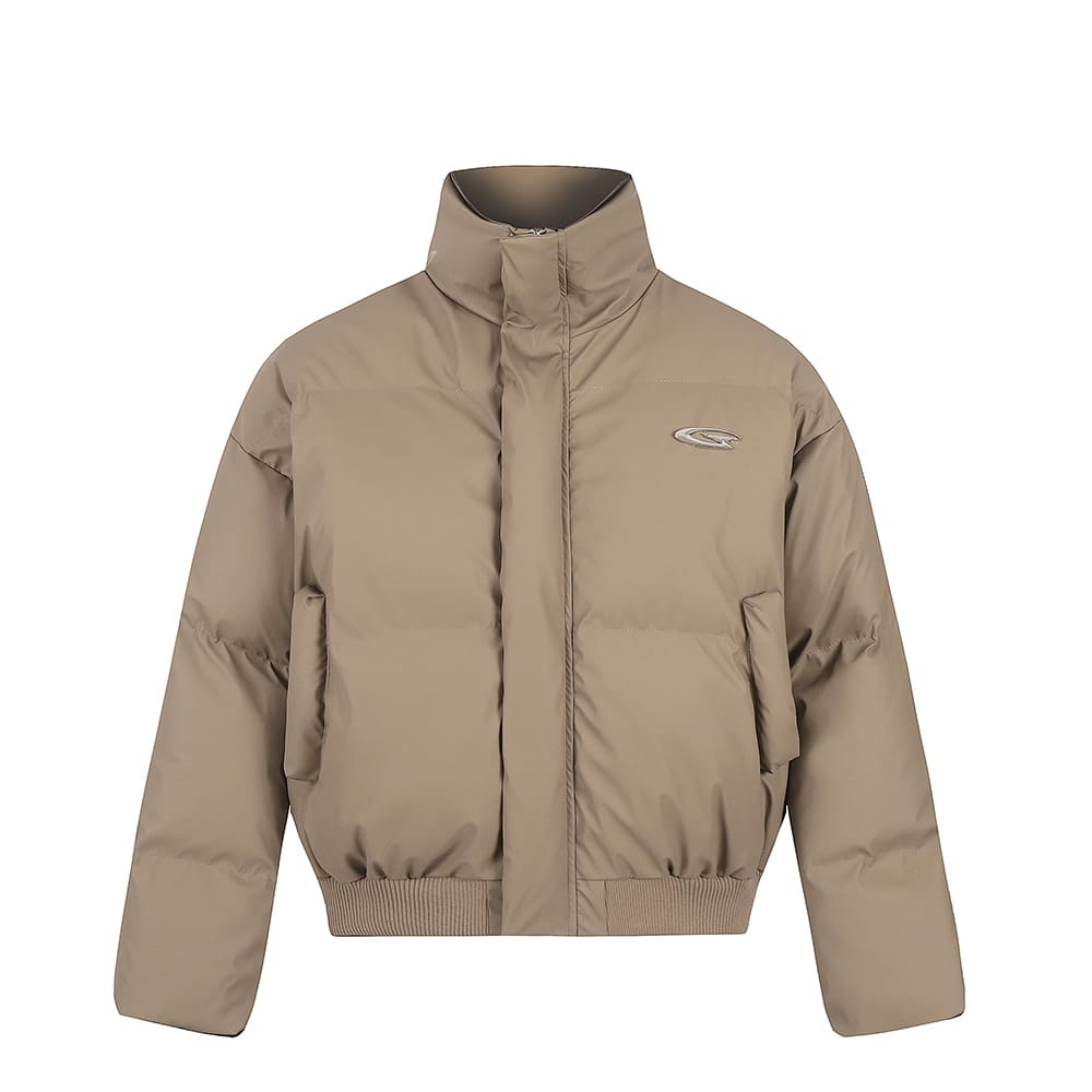 Beige Premium Cropped Puffer Jacket