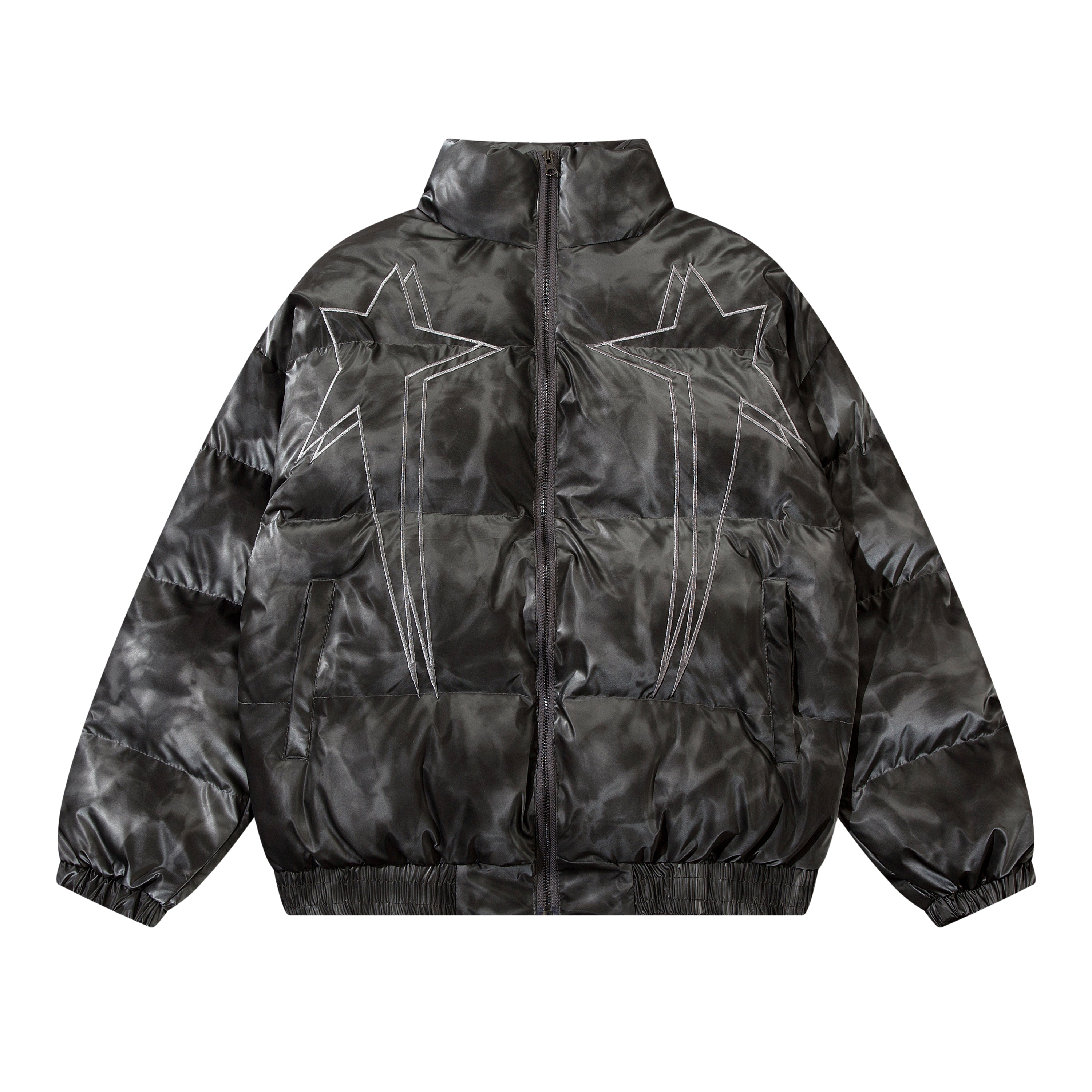 Dark Grey Stars Puffer Jacket