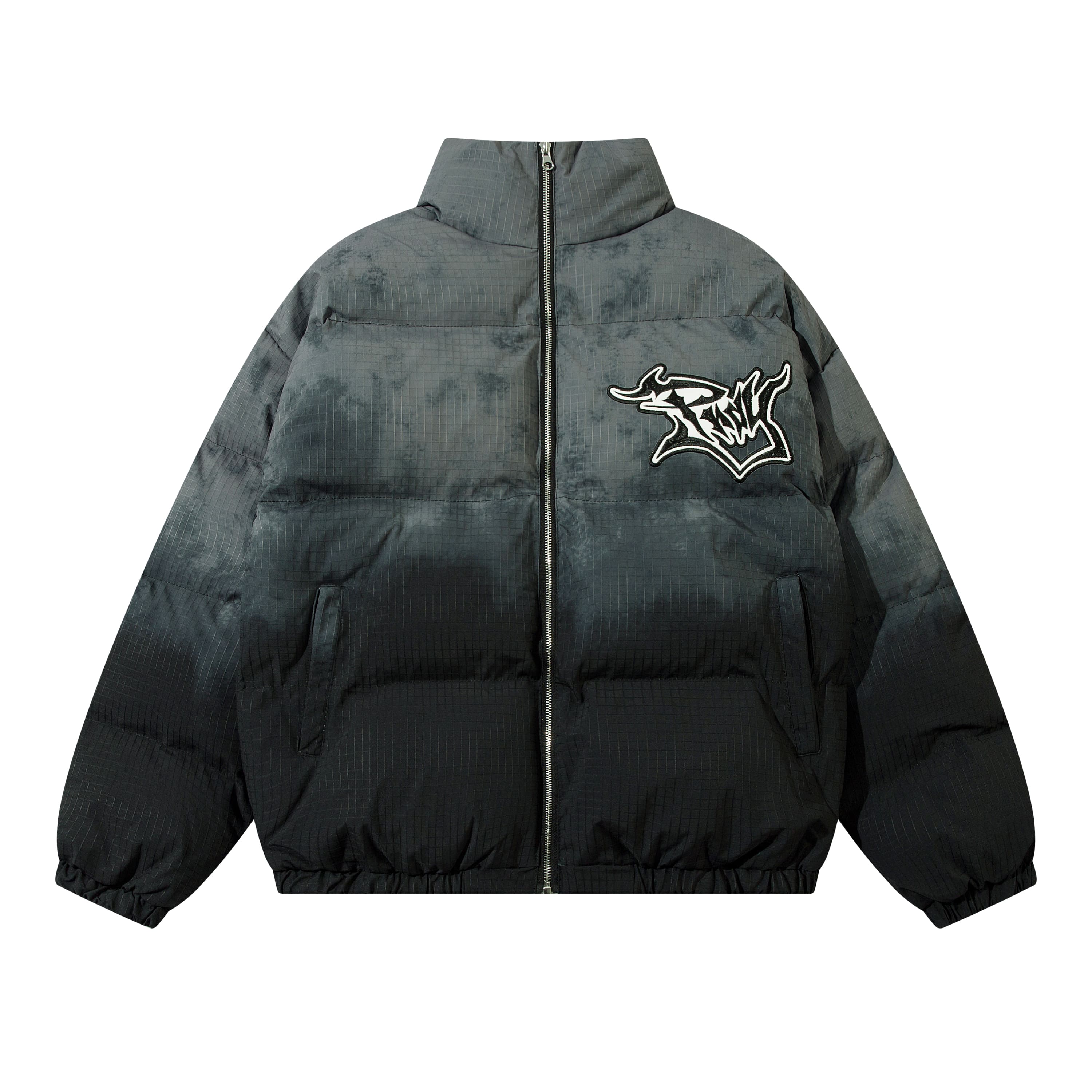 Washed Grey Graffiti Puffer Jacket