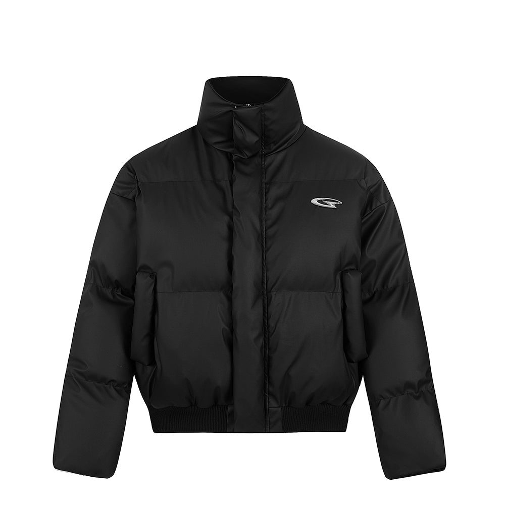 Black Premium Cropped Puffer Jacket