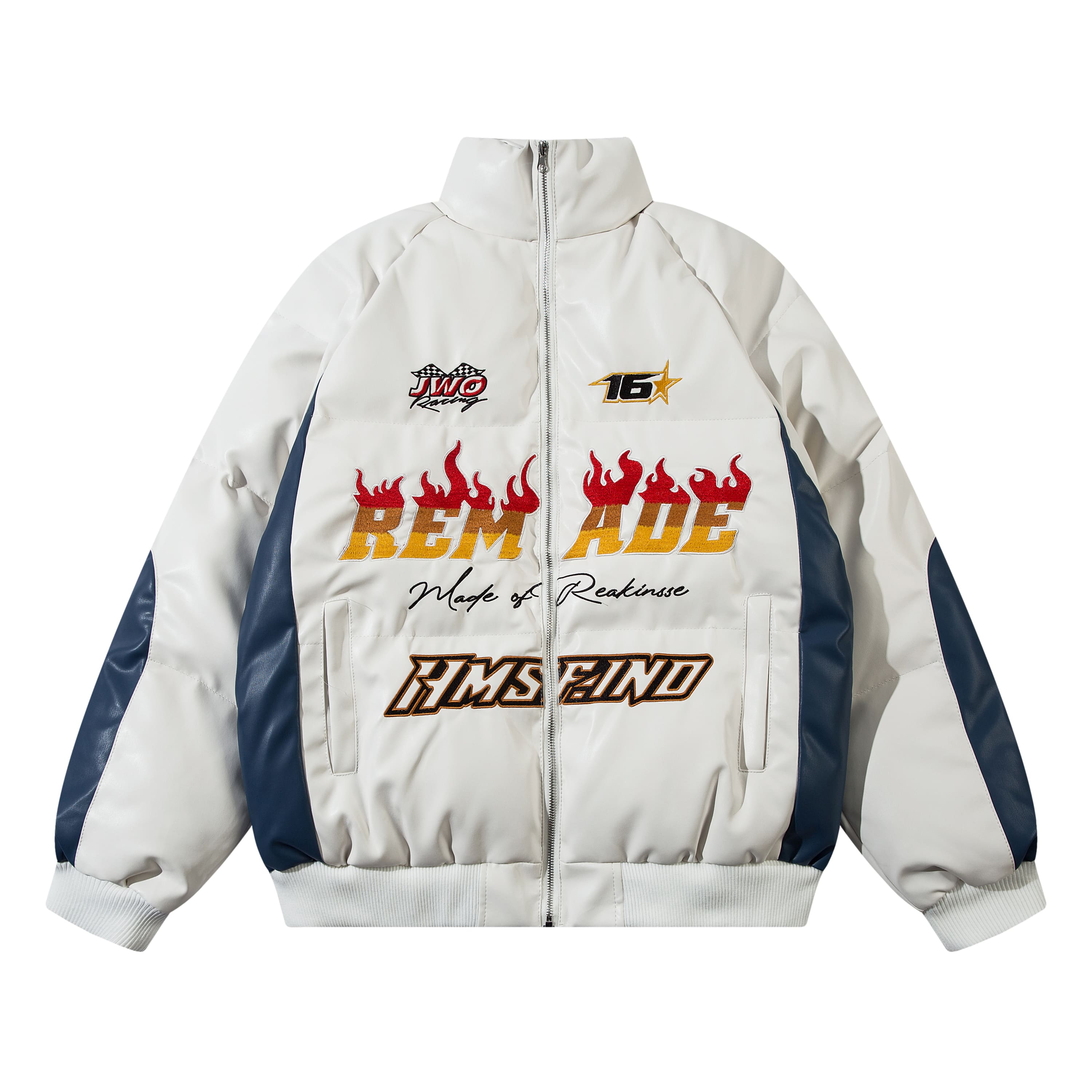 White Race Puffer Jacket