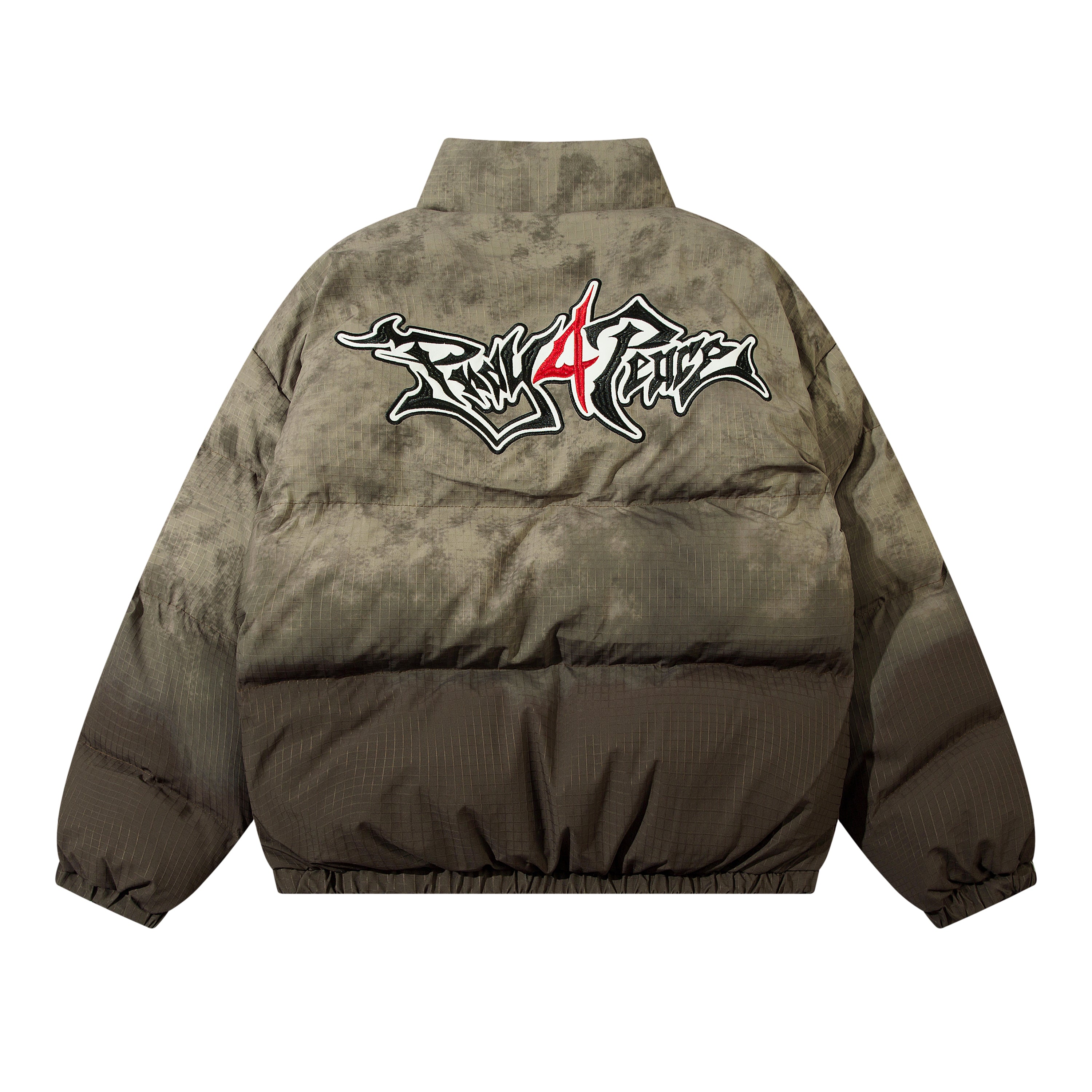 Washed Brown Graffiti Puffer Jacket