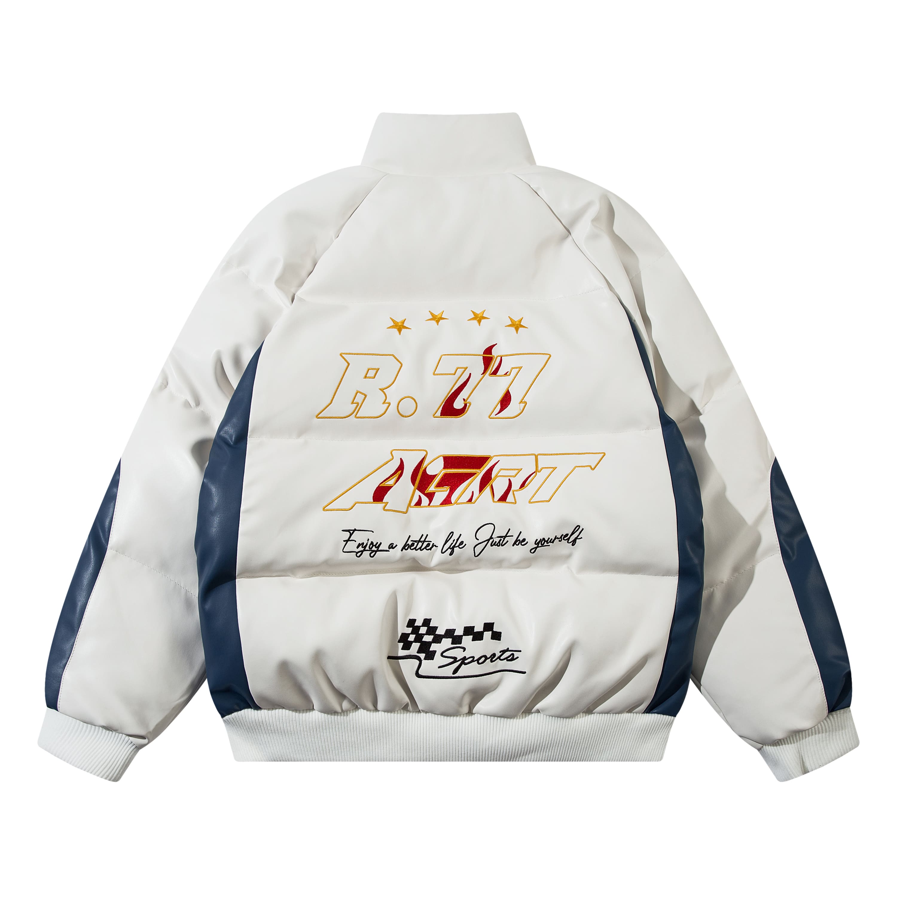 White Race Puffer Jacket