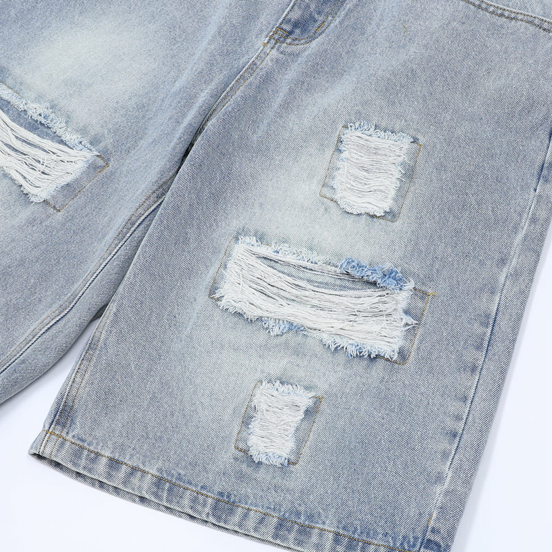 Light Blue Raw Edge Urban Shorts