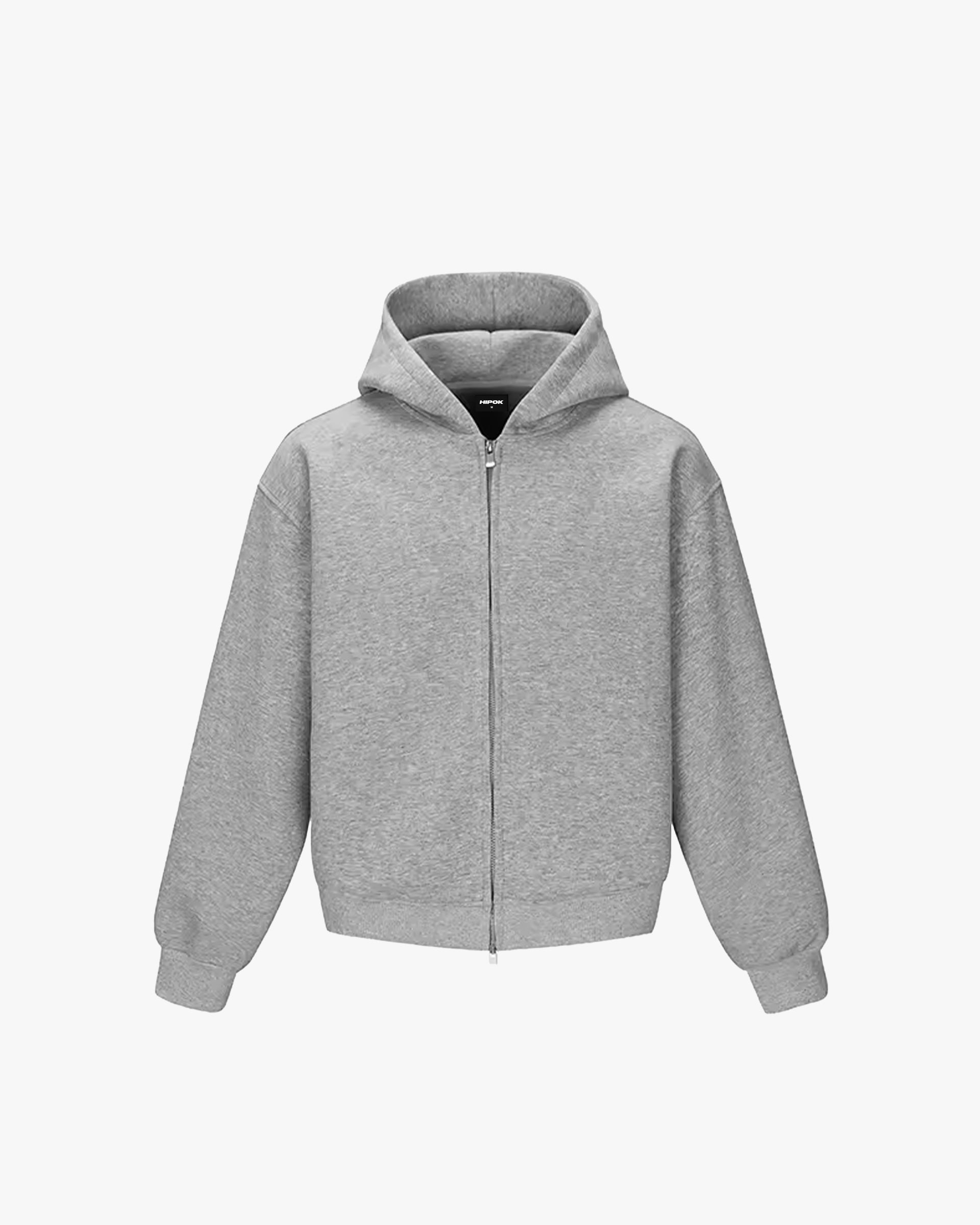 Essential Oversized Zip Hoodie - Light Grey
