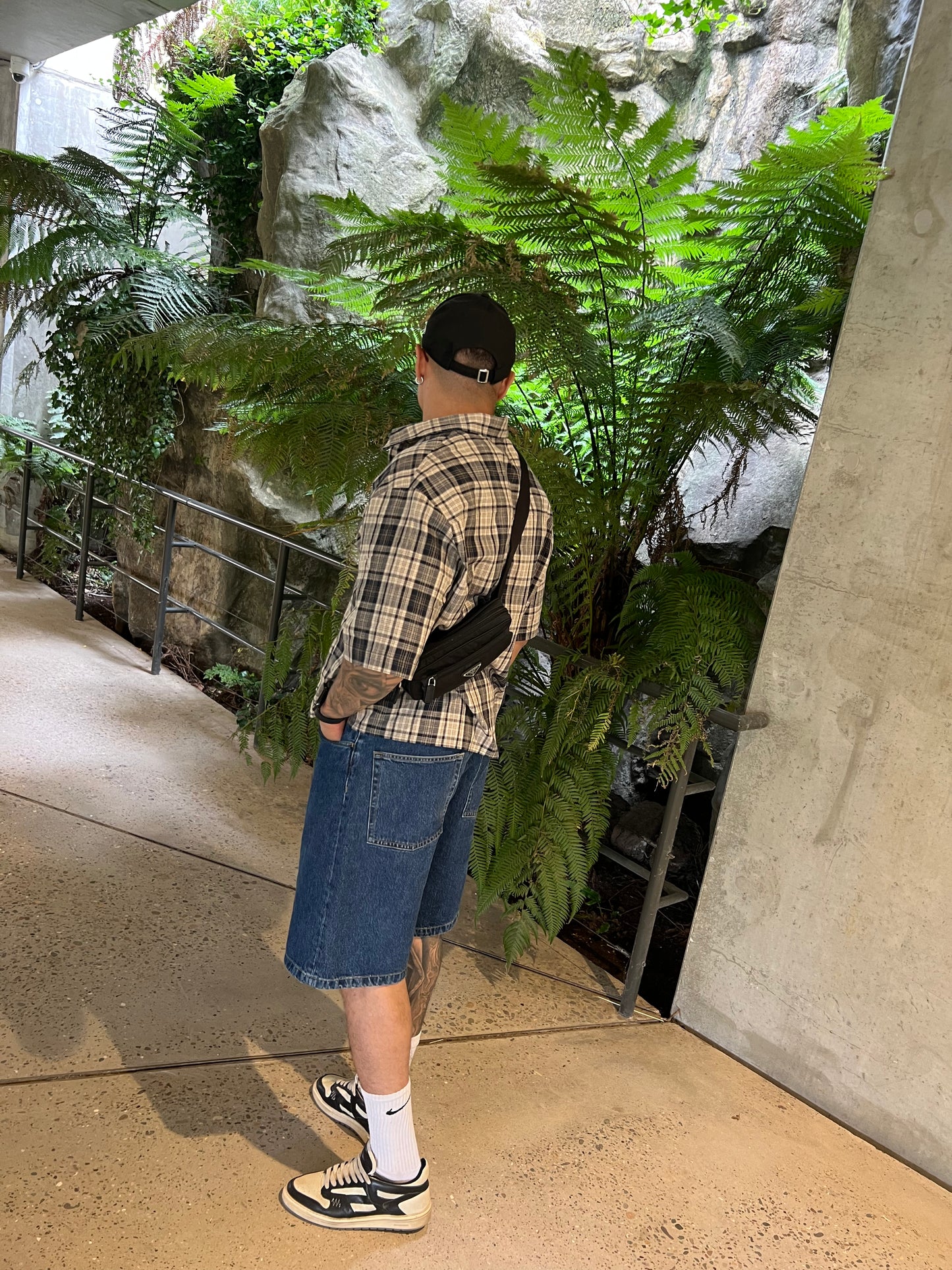 Beige Boxy Fit Plaid Shirt