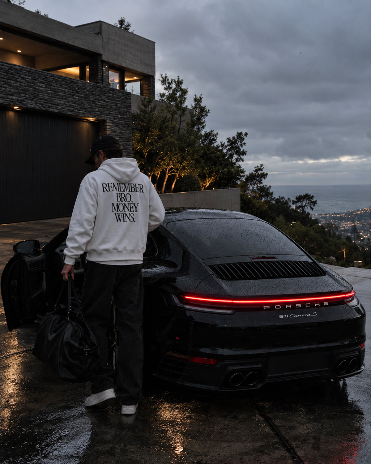 Money Wins Oversized Hoodie - White
