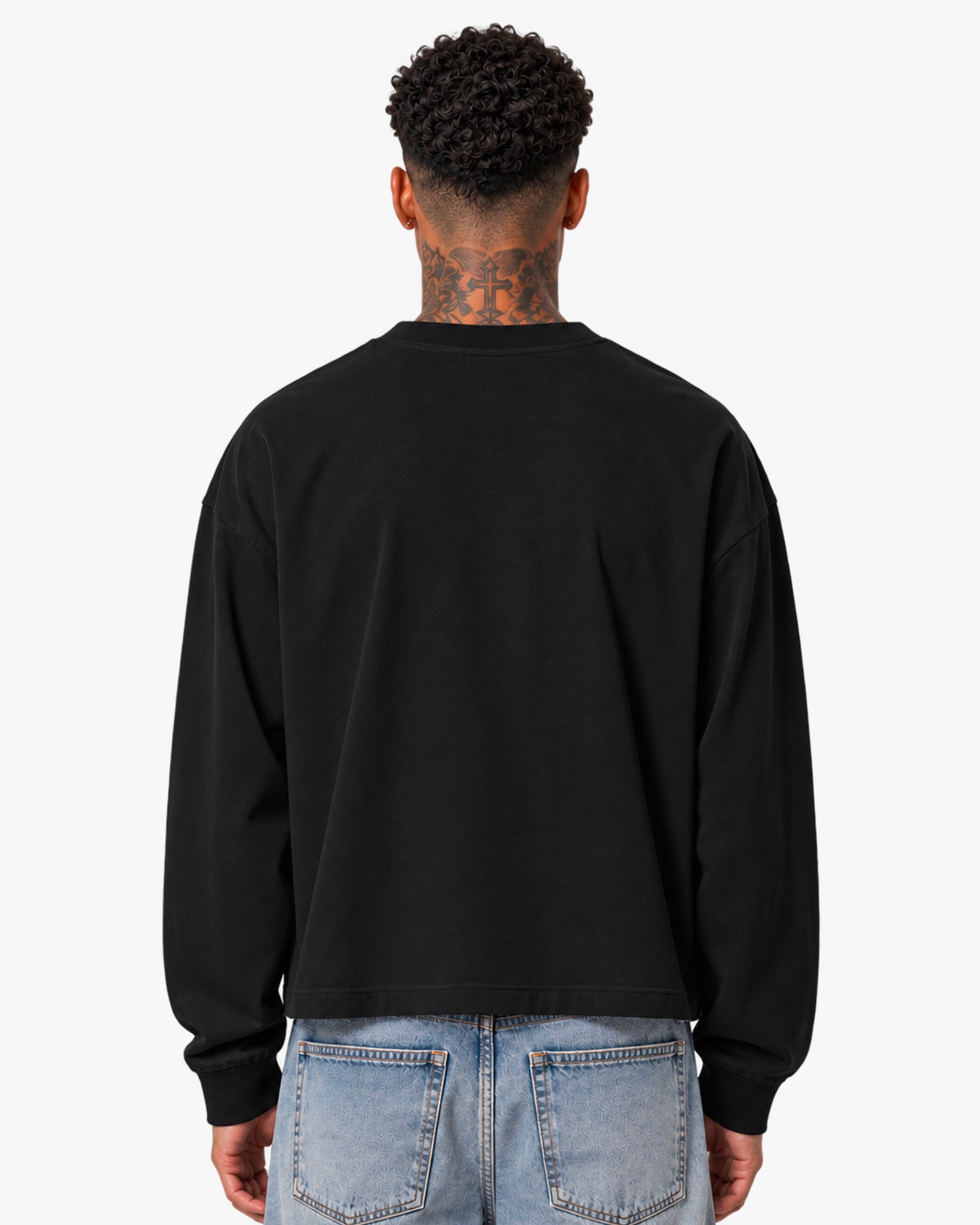 Essential Boxy Fit Long Sleeve Tee - Black