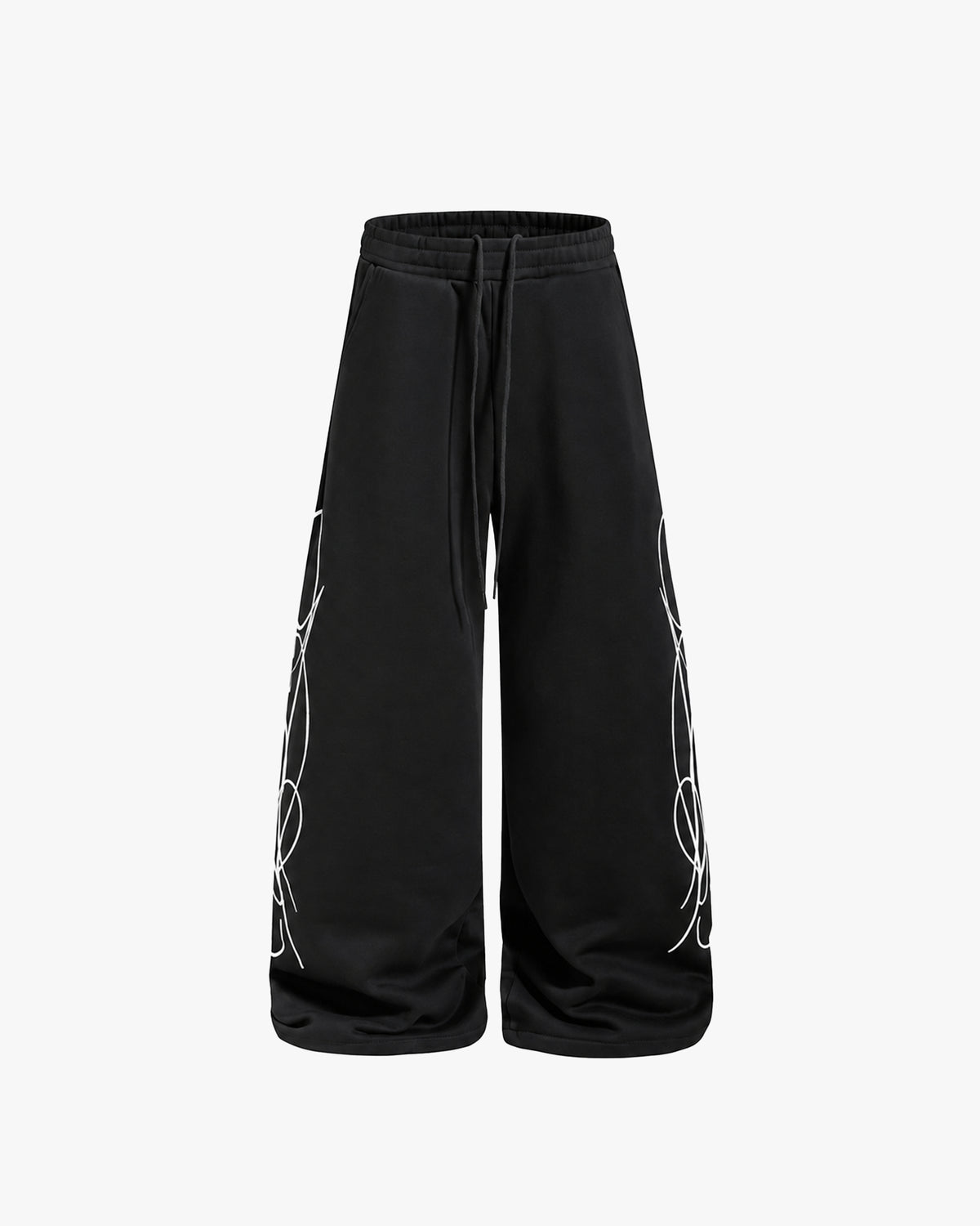 Script Wide Leg Sweatpants – Black