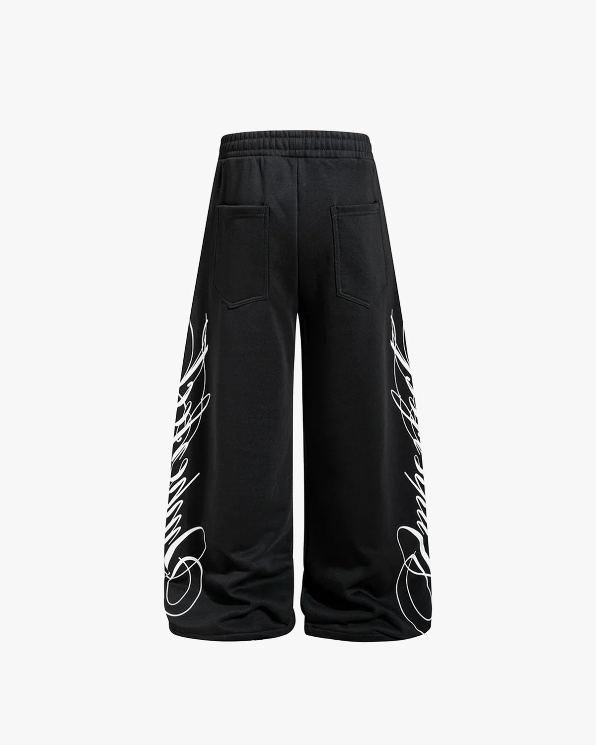 Script Wide Leg Sweatpants – Black
