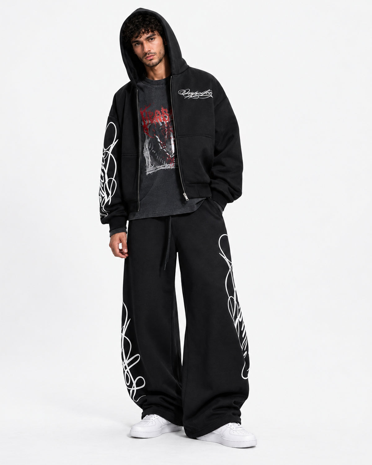 Felpa con cappuccio Script – Nero