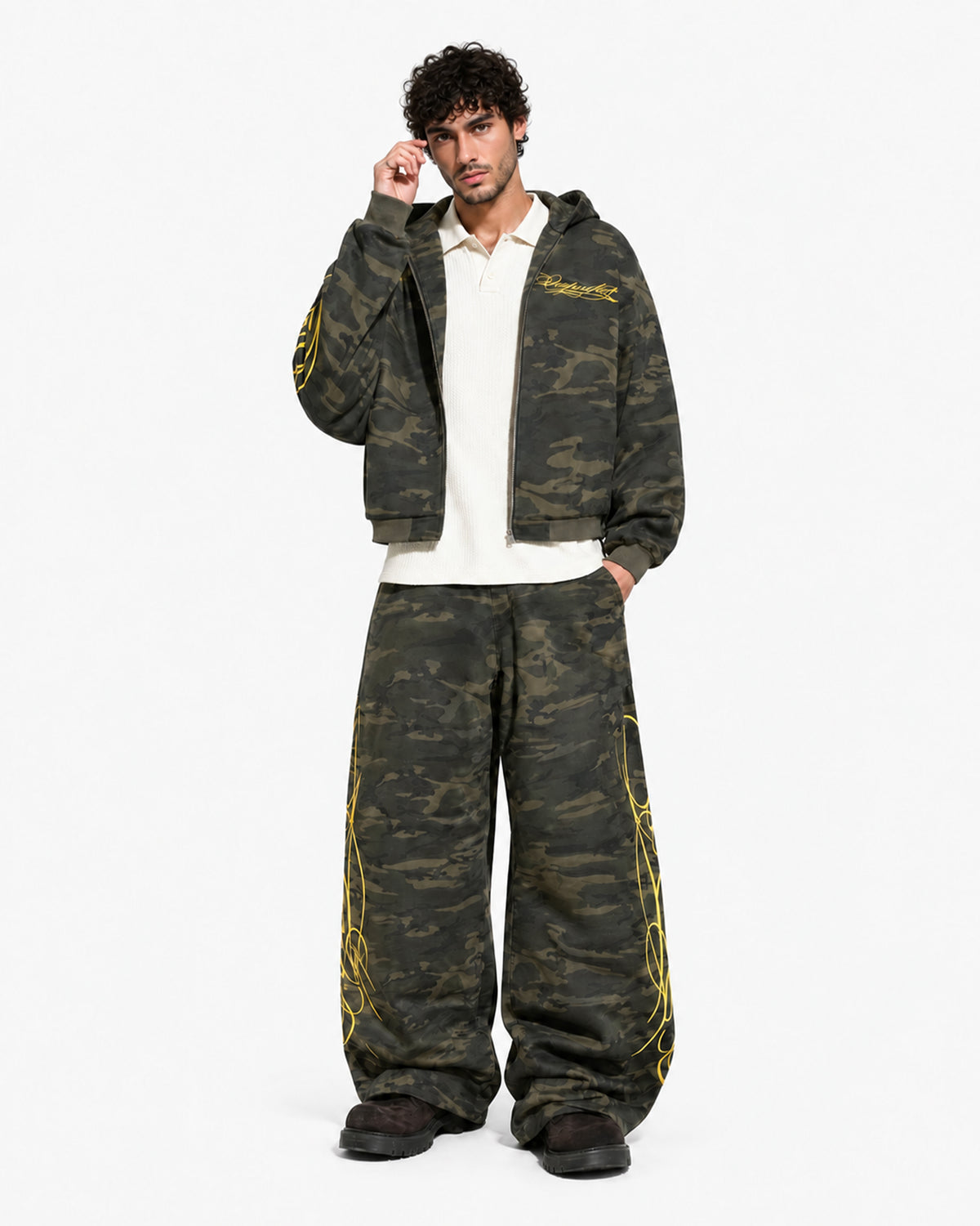 Script Wide Leg Sweatpants – Camo