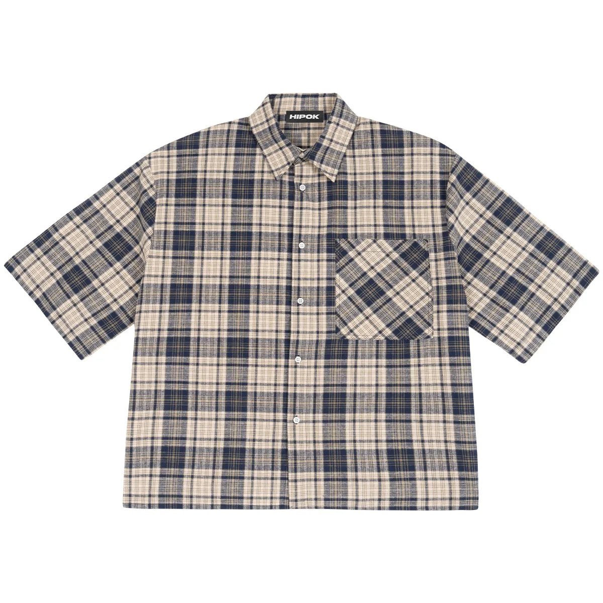 Beige Boxy Fit Plaid Shirt - Hipok Brand