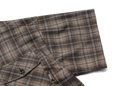 Brown Plaid Chicano Double Pocket Shirt - Hipok Brand