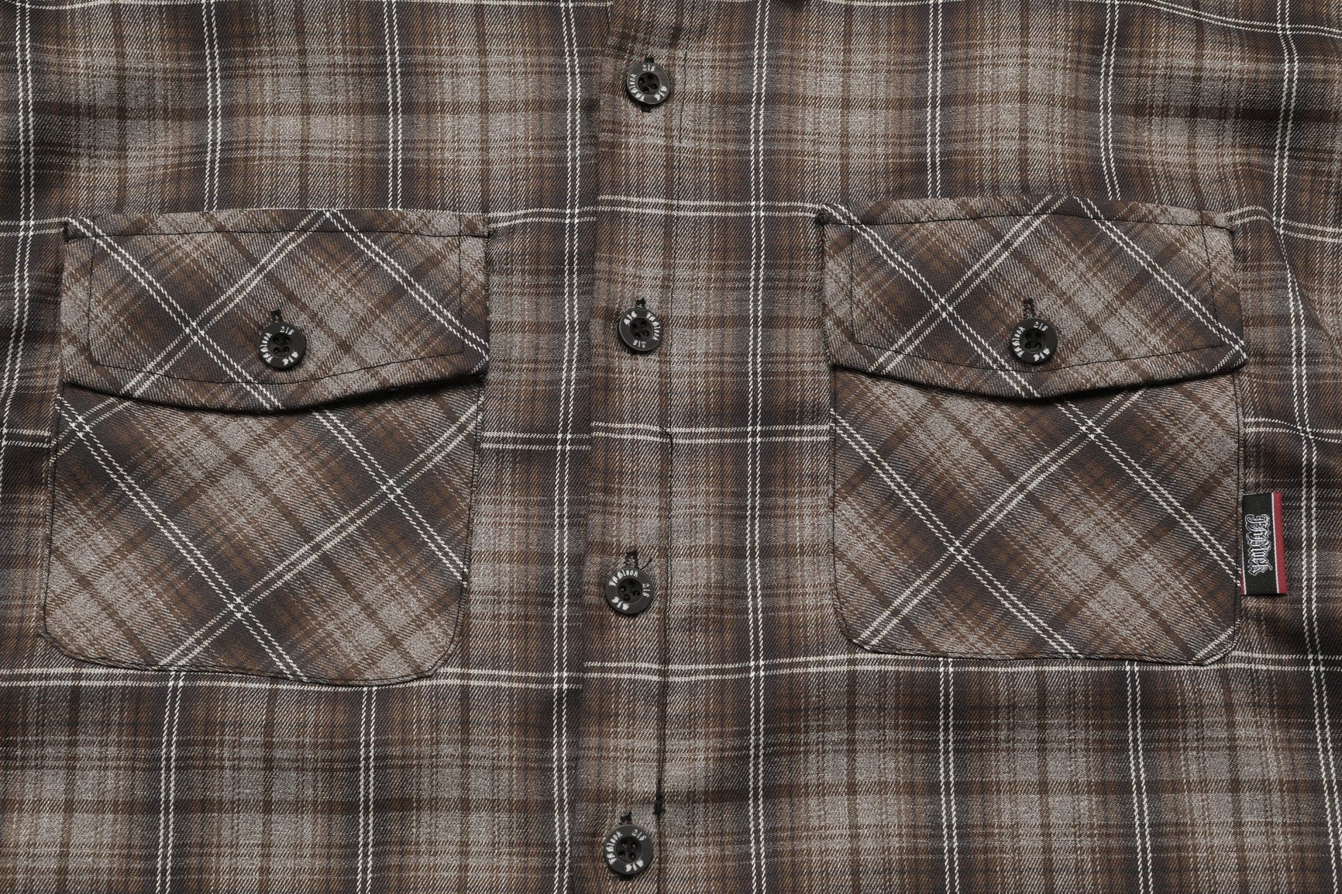 Brown Plaid Chicano Double Pocket Shirt - Hipok Brand